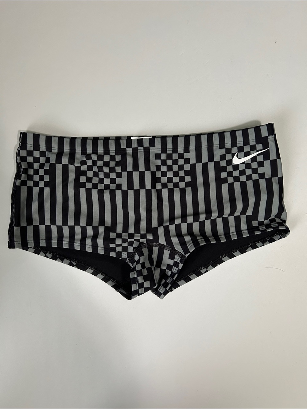 Nike Men’s Black & Gray Checkerboard Stripe Swimsuit